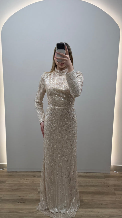 Aura Evening Dress Beige