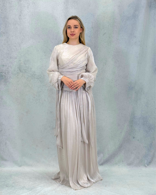 Zarif Drapeli Janjan Abiye Elbise