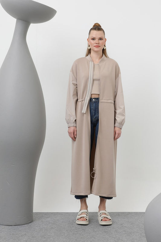 فستان مطوي الخصر بسحاب أمامي وشريط مفصل