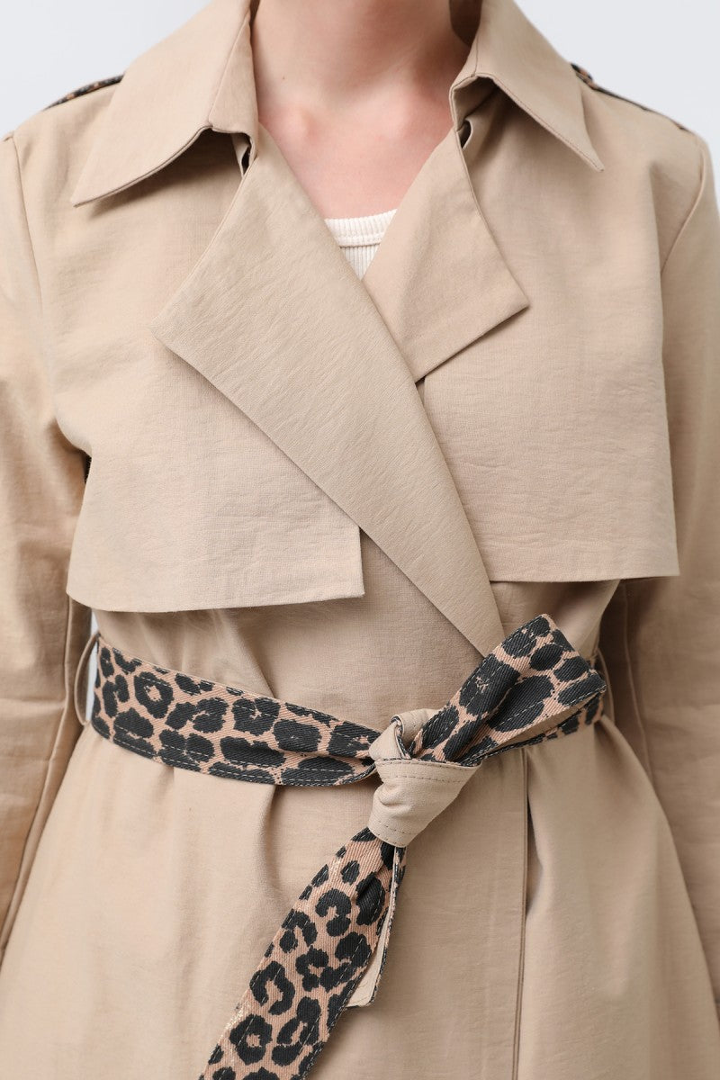 معطف ترنش بنقشة جلد النمر