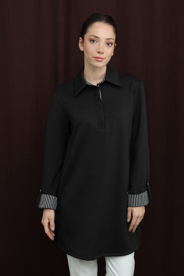 Basic-Tunika mit Knopfleiste und Ärmeldetails