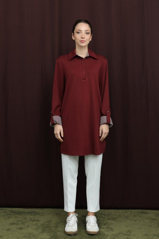 Basic-Tunika mit Knopfleiste und Ärmeldetails