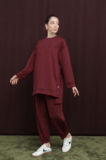 Yanları Çıtçıt Detaylı Yırtmaçlı Basic Takım