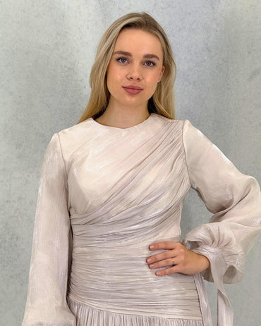 Zarif Drapeli Janjan Abiye Elbise