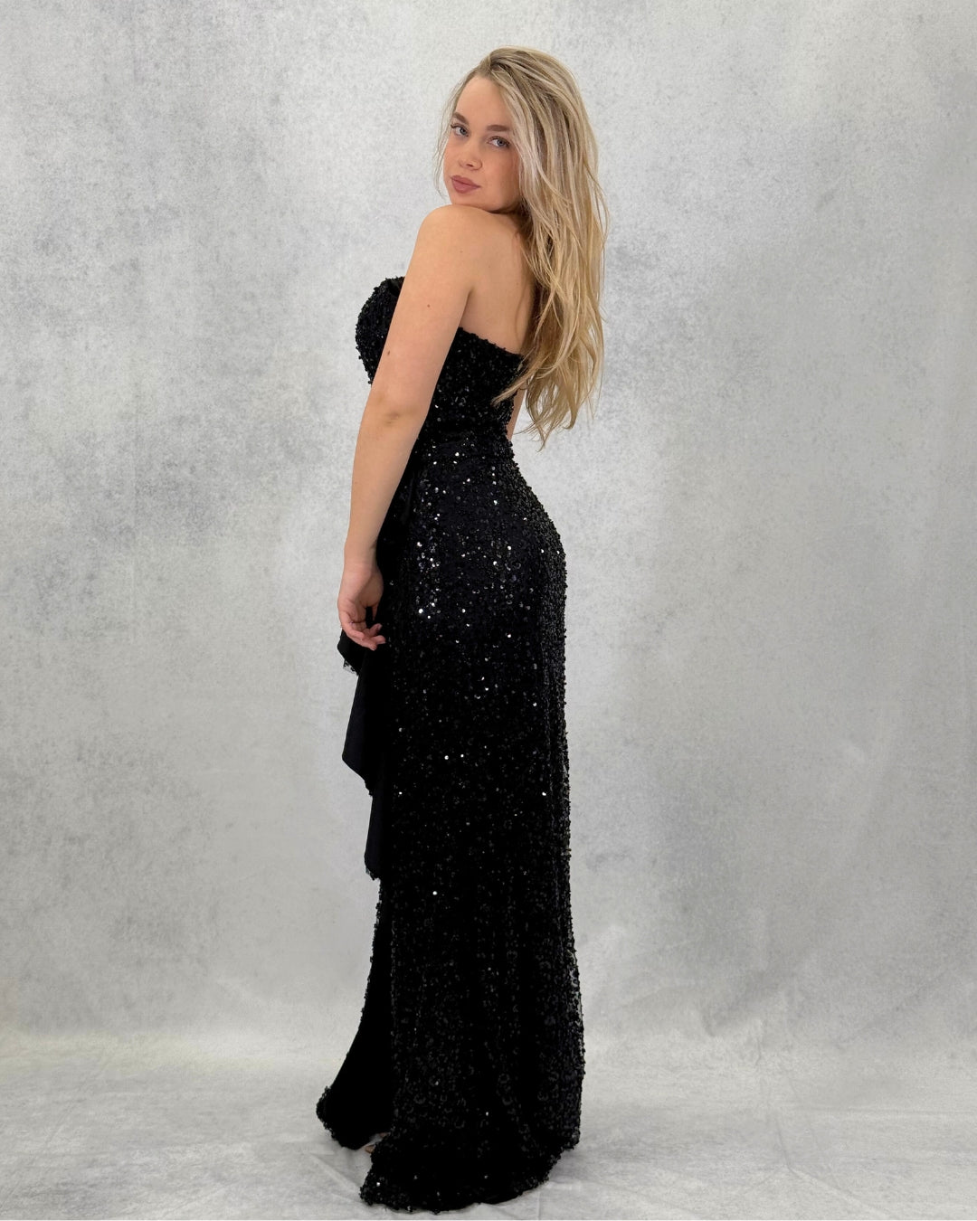 Işıltılı Koyu Kahverengi Tek Omuz Abiye Elbise