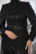 Special Design Evening Dress with Cape – Black