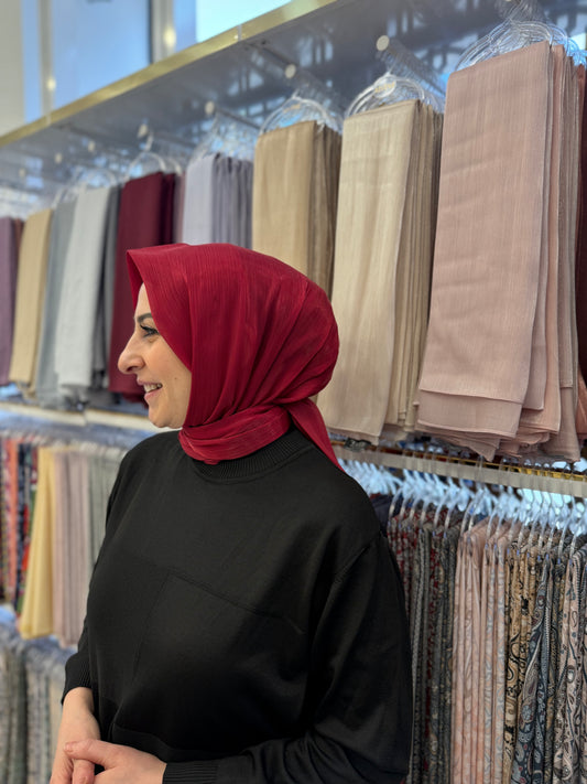 Abiye Şalı Koyu Kırmızı