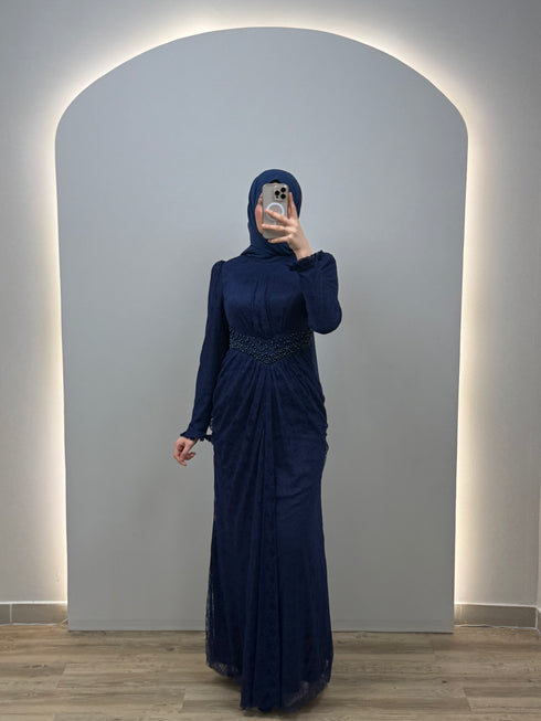 Elina Koyu Mavi Abiye Elbise