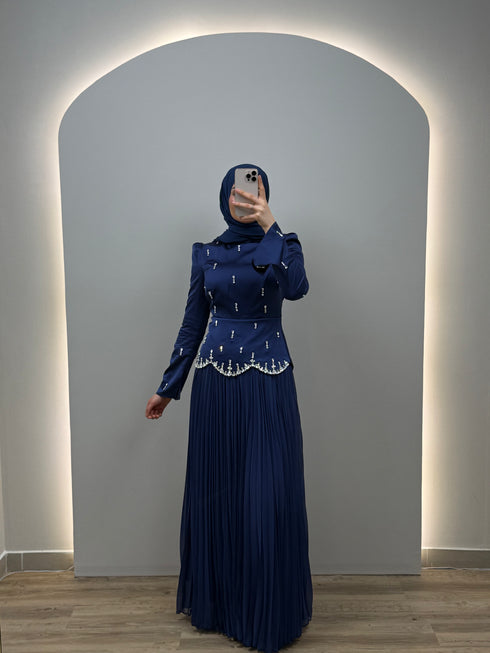 İsabella Gece Elbisesi Koyu Mavi