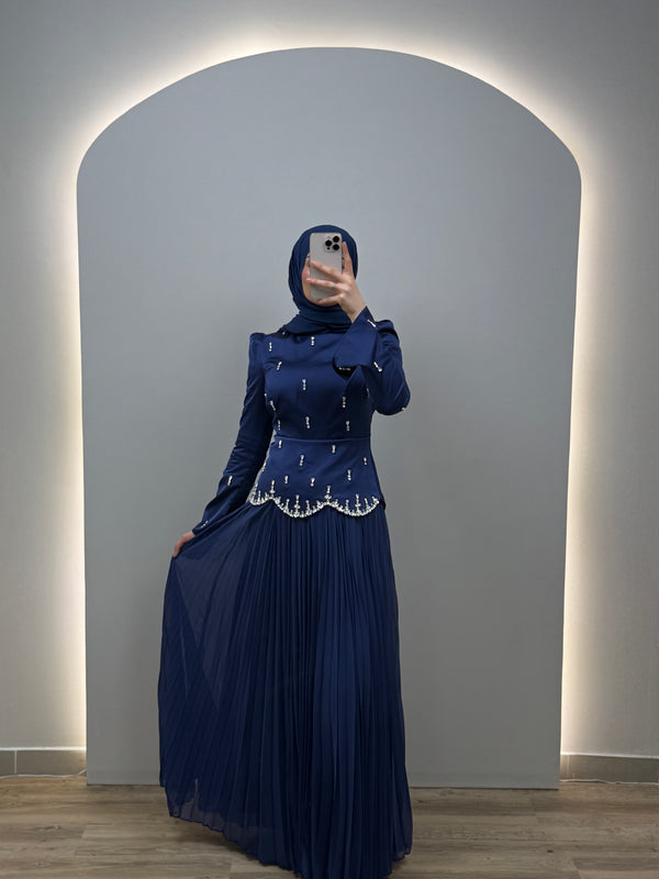 İsabella Gece Elbisesi Koyu Mavi