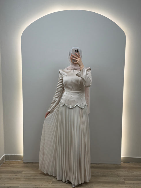 Isabella Evening Dress Beige
