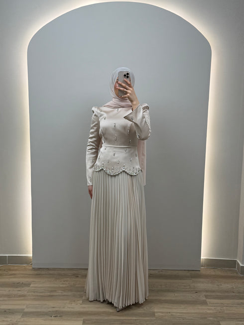 Isabella Evening Dress Beige