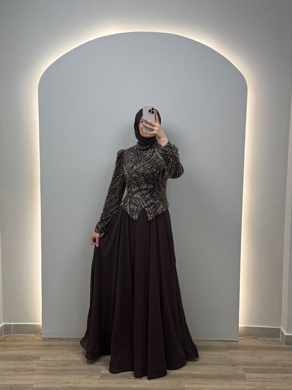 Clarissa Abiye Elbise Kahverengi