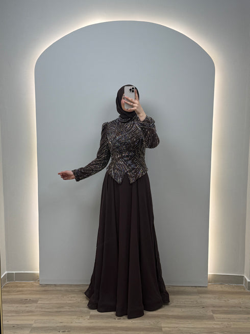 Clarissa Evening Dress Brown