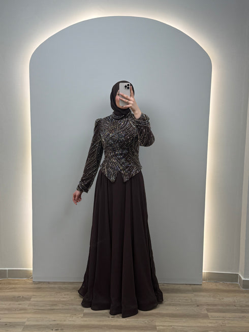Clarissa Evening Dress Brown