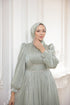 Taş Detaylı Pileli Tesettür Abiye Elbise