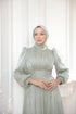 Taş Detaylı Pileli Tesettür Abiye Elbise