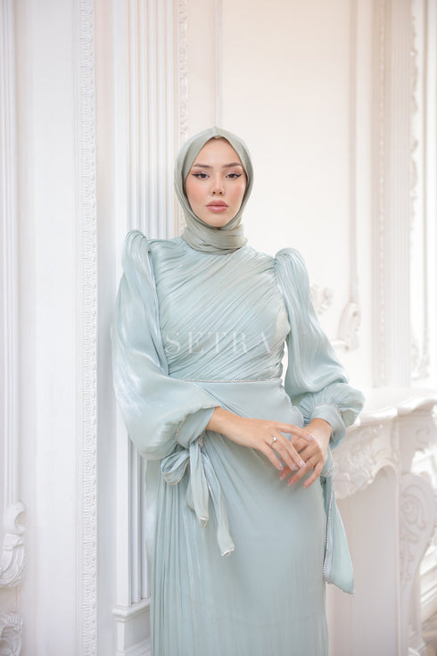 Şık Taş Detaylı Tesettür Abiye