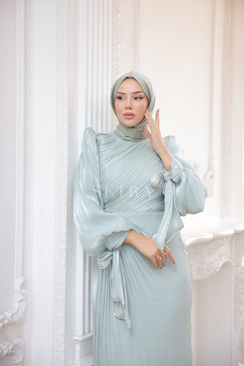 Şık Taş Detaylı Tesettür Abiye