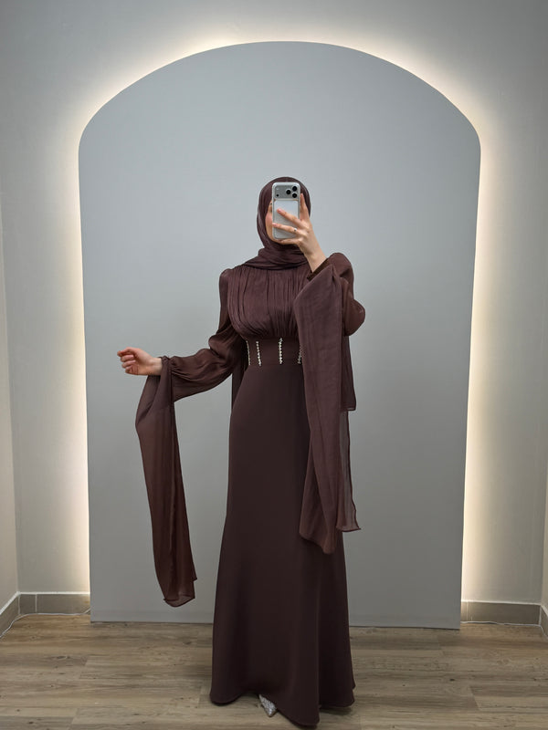 Lorena Kahverengi Abiye Elbise