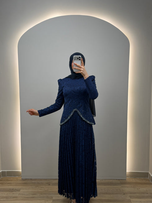 Elara Abiye Elbise Koyu Mavi