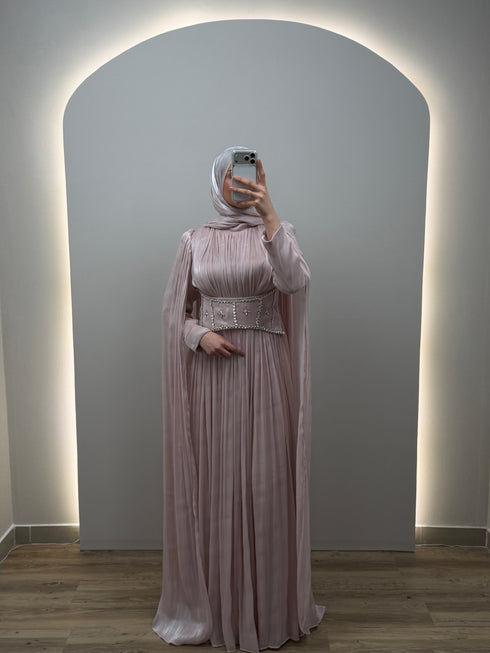 Alina Açık Pembe Abiye Elbise