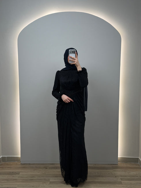 Elina Siyah Abiye Elbise