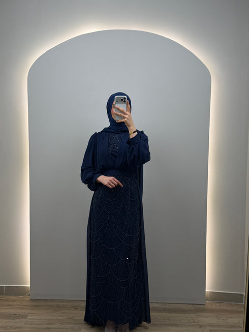 Arin Abiye Elbise Koyu Mavi