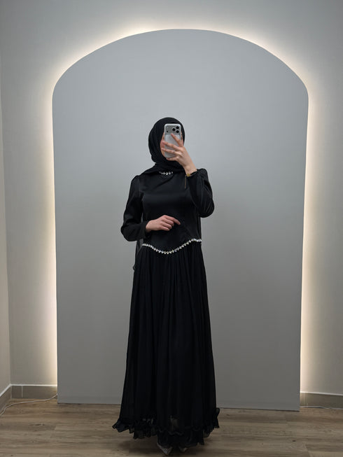 Riva Siyah Abiye Elbise