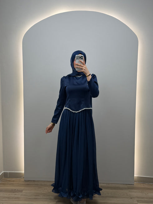 Riva Abiye Elbise Koyu Mavi