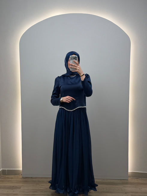 Riva Abiye Elbise Koyu Mavi