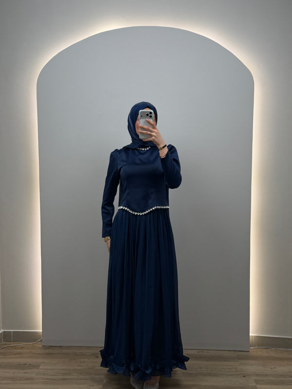 Riva Abiye Elbise Koyu Mavi