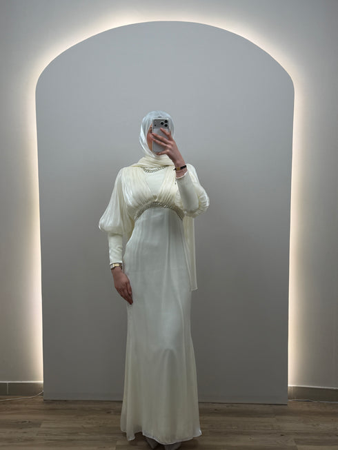 Leya Beyaz Abiye Elbise