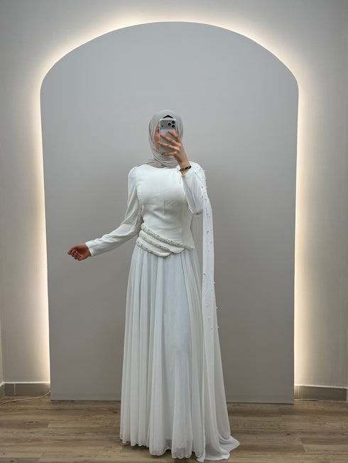 Luma Beyaz Abiye Elbise