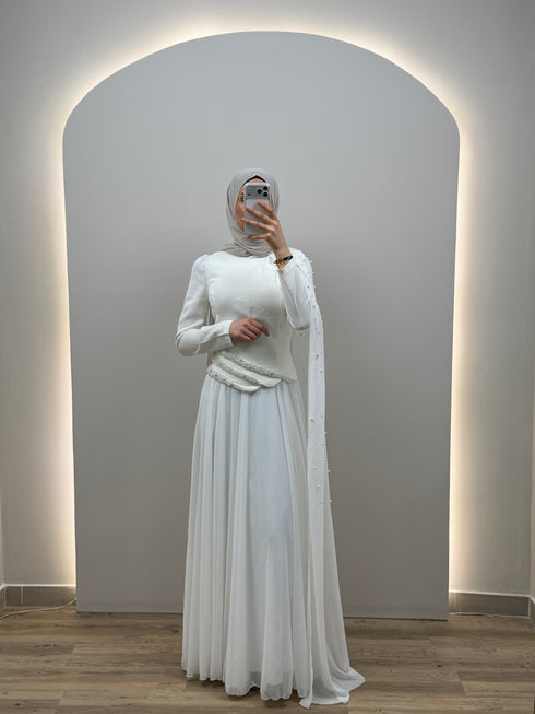 Luma Beyaz Abiye Elbise