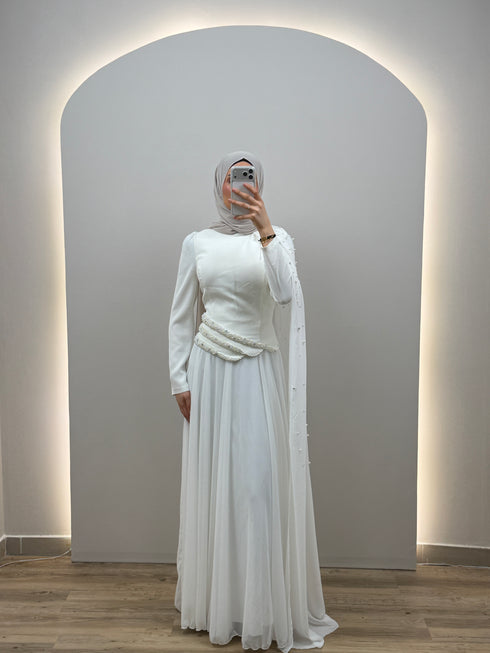 Luma Beyaz Abiye Elbise