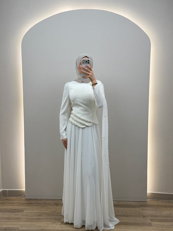 Luma Beyaz Abiye Elbise