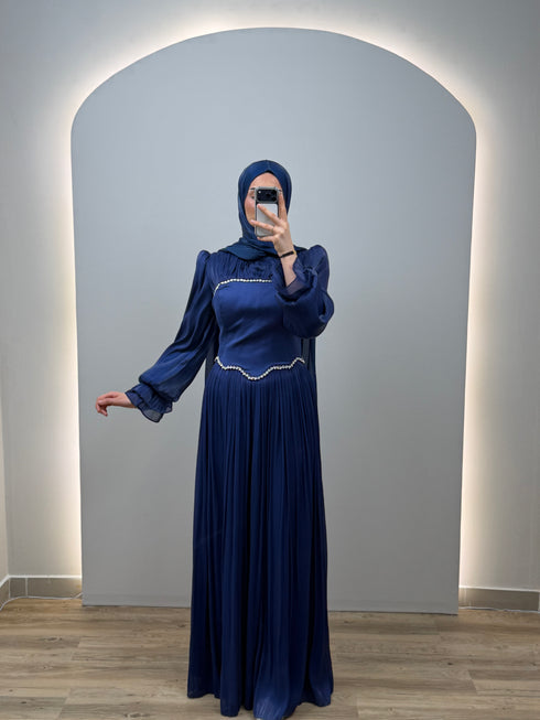 Elena Abiye Elbise Koyu Mavi