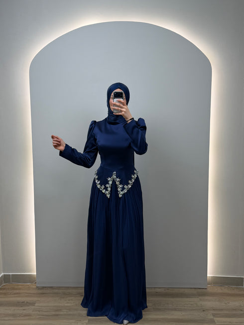 Alara Abiye Elbise Koyu Mavi