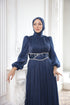Taş Detaylı Pileli Tesettür Abiye Elbise