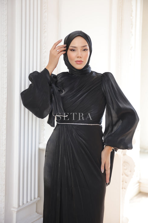 Şık Taş Detaylı Tesettür Abiye