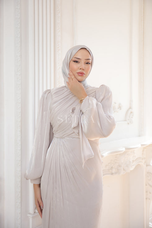 Şık Taş Detaylı Tesettür Abiye