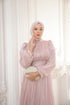 Taş Detaylı Pileli Tesettür Abiye Elbise