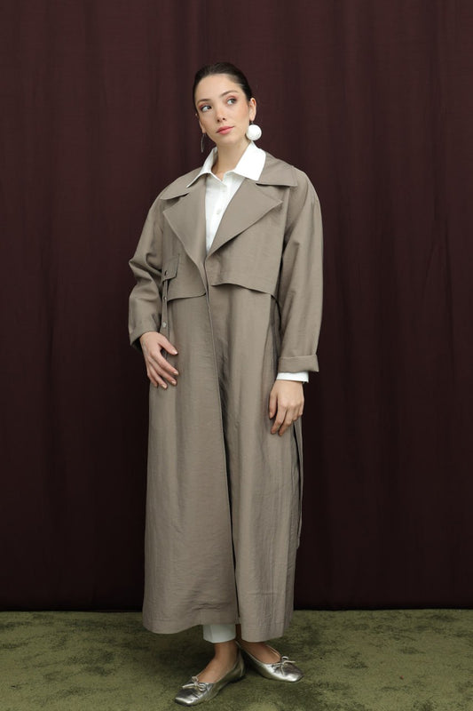 Düğme Detaylı Trençkot