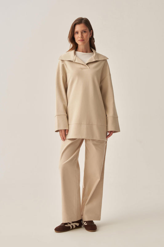 Interlock-Sweatshirt mit Polokragen