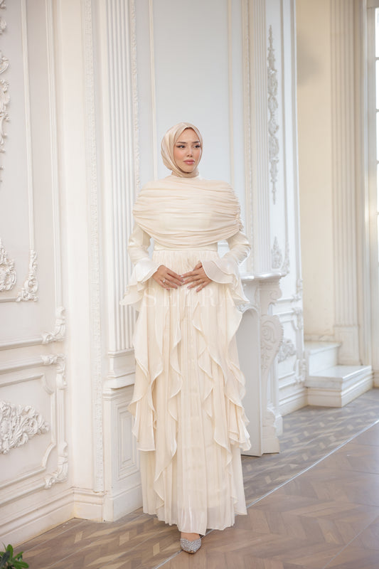 Aura Özel Tasarım Abiye Elbise – Açık Bej