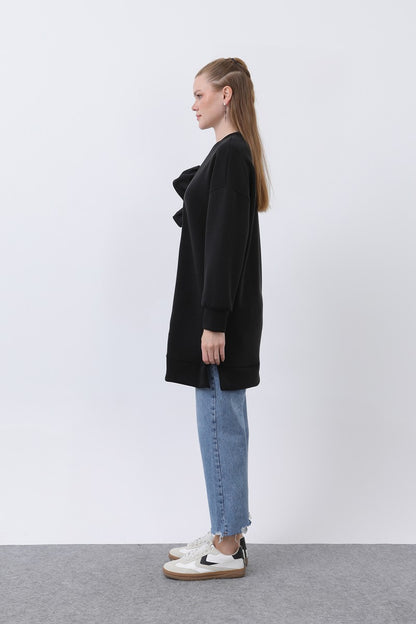 Kadın Omzu Fırfır Detaylı Dantel Garnili Tunik