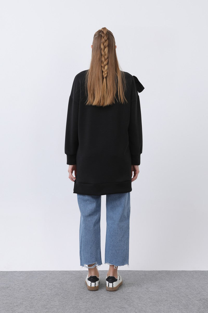 Kadın Omzu Fırfır Detaylı Dantel Garnili Tunik