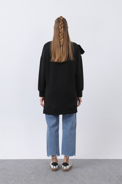 Kadın Omzu Fırfır Detaylı Dantel Garnili Tunik