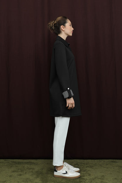 Basıc Pat ve Kol Detaylı Tunik